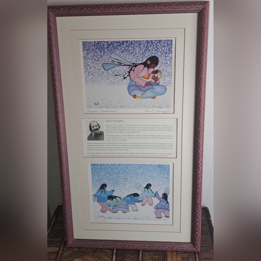 Framed Art Print with Native American Theme By CECIL YOUNGFOX SIGNED